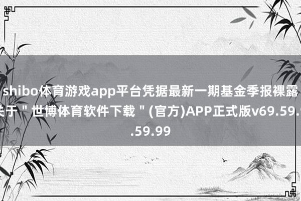 shibo体育游戏app平台凭据最新一期基金季报裸露-关于＂世博体育软件下载＂(官方)APP正式版v69.59.99