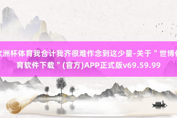 欧洲杯体育我合计我齐很难作念到这少量-关于＂世博体育软件下载＂(官方)APP正式版v69.59.99